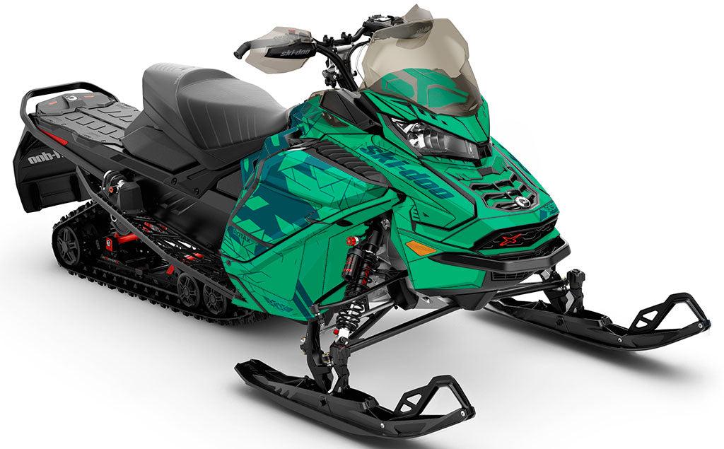 Prism Green Turquoise Ski-Doo REV Gen4 Wide Premium Coverage Sled Wrap