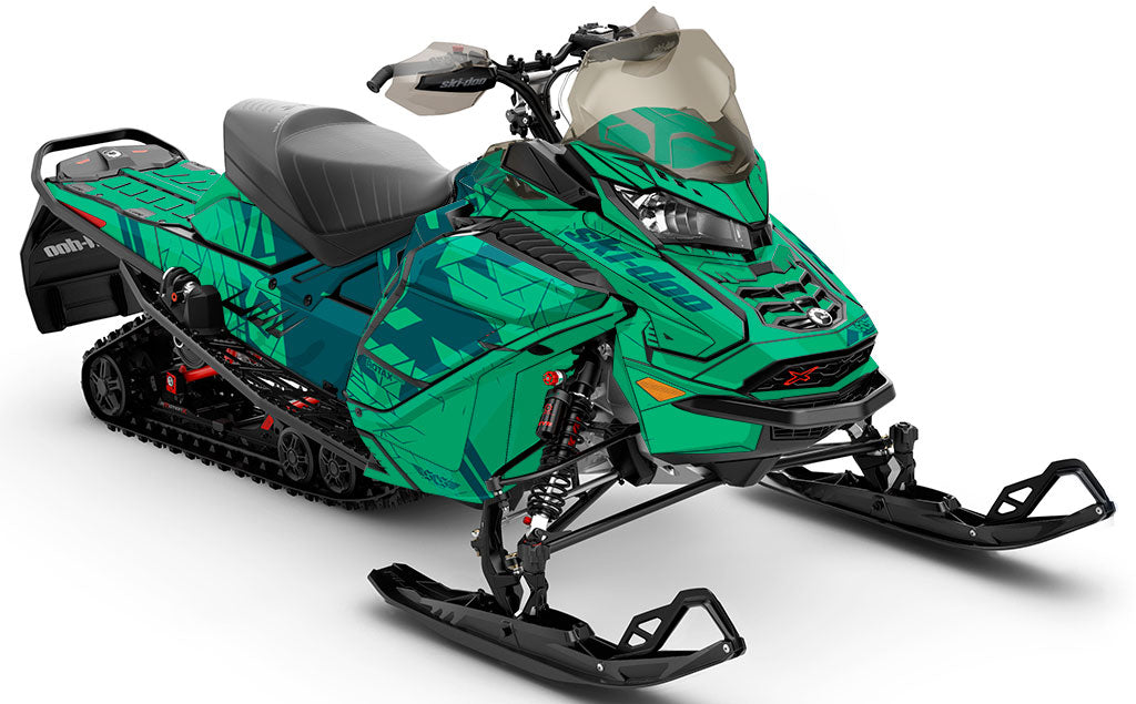 Prism Green Turquoise Ski-Doo REV Gen4 Wide Less Coverage Sled Wrap