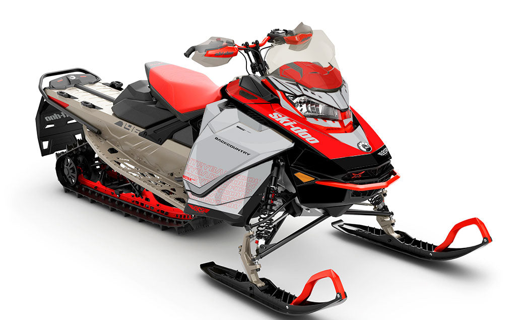 Supercharge Red Grey Ski-Doo REV Gen4 Backcountry Premium Coverage Sled Wrap