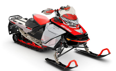 Supercharge Red Grey Ski-Doo REV Gen4 Backcountry Full Coverage Sled Wrap