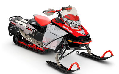 Supercharge Red Grey Ski-Doo REV Gen4 Backcountry Partial Coverage Sled Wrap