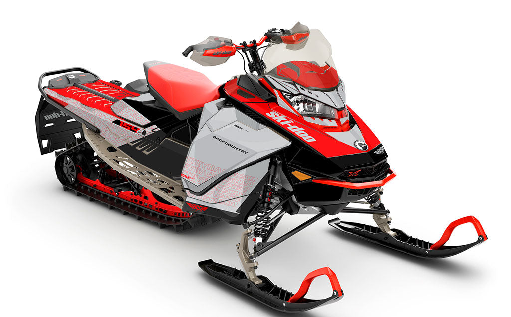 Supercharge Red Grey Ski-Doo REV Gen4 Backcountry Less Coverage Sled Wrap