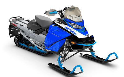 Supercharge White Blue Ski-Doo REV Gen4 Backcountry Premium Coverage Sled Wrap