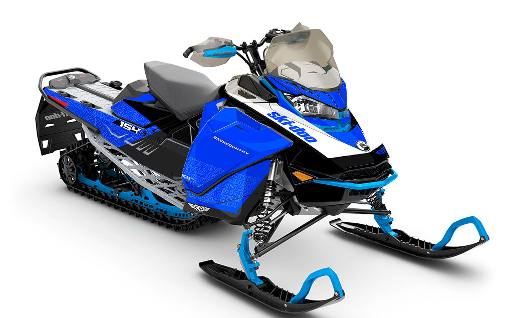 Supercharge White Blue Ski-Doo REV Gen4 Backcountry Partial Coverage Sled Wrap