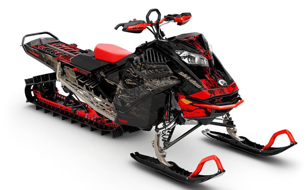 Sidestep Black Red Ski-Doo REV Gen4 LWH - Summit Standard Coverage Sled Wrap