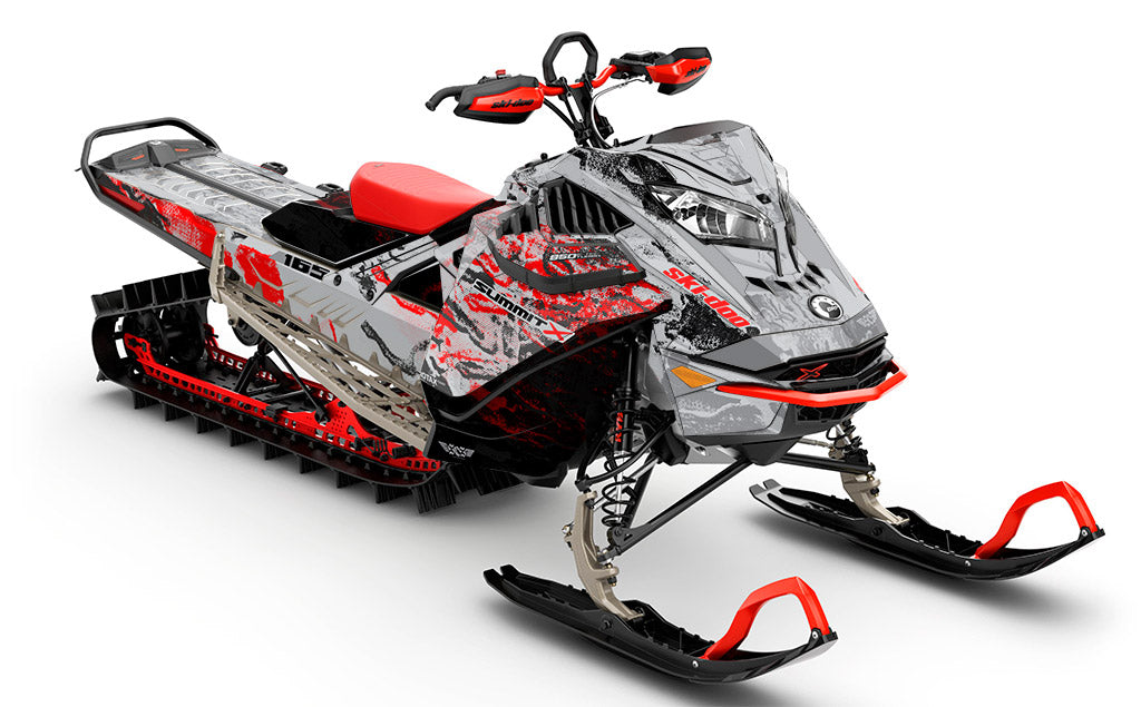 Sidestep CatGrey Red Ski-Doo REV Gen4 LWH - Summit Standard Coverage Sled Wrap