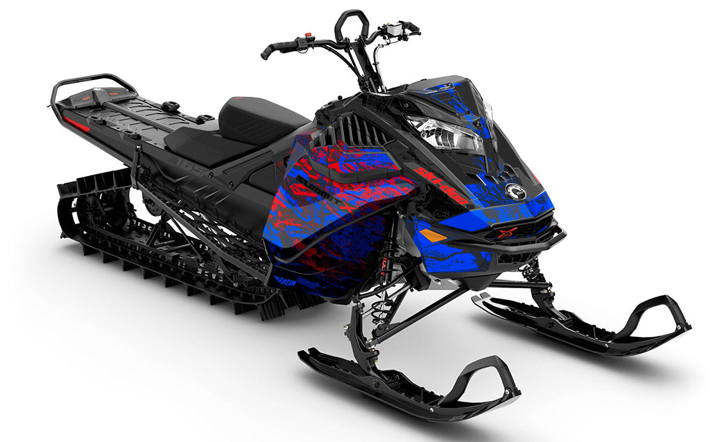 Sidestep Scandiblue Orange Ski-Doo REV Gen4 LWH - Summit Full Coverage Sled Wrap