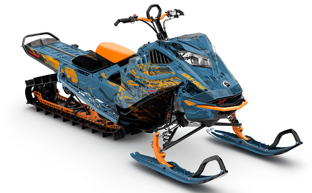Sidestep Scandiblue Orange Ski-Doo REV Gen4 LWH - Summit Standard Coverage Sled Wrap