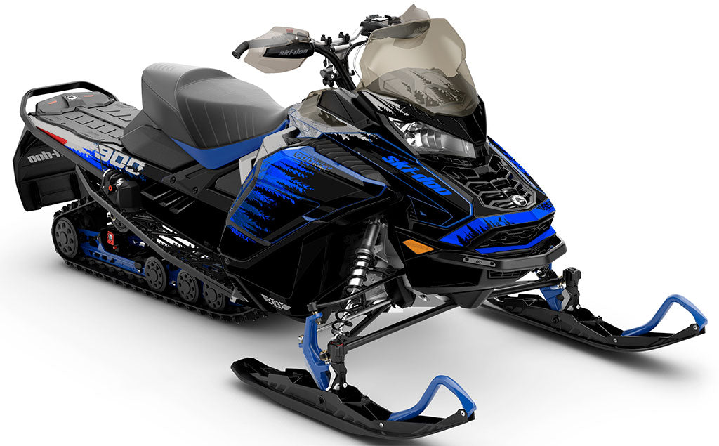 Thrasher Black Blue Ski-Doo REV Gen4 Wide Full Coverage Sled Wrap
