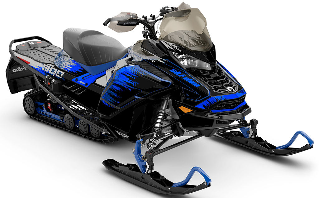 Thrasher Black Blue Ski-Doo REV Gen4 Wide Partial Coverage Sled Wrap