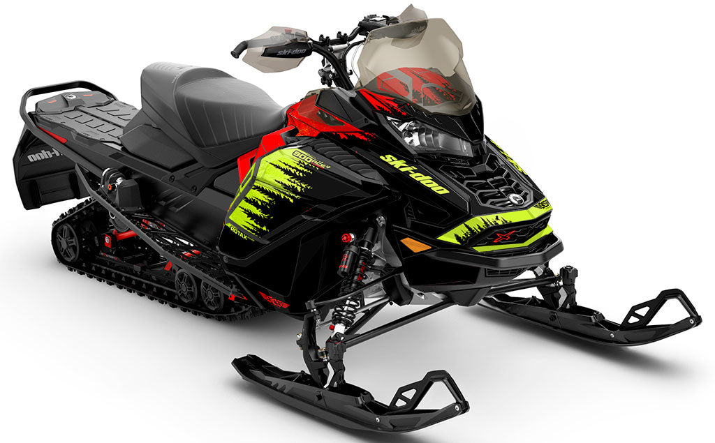 Thrasher Black Green Ski-Doo REV Gen4 Wide Premium Coverage Sled Wrap