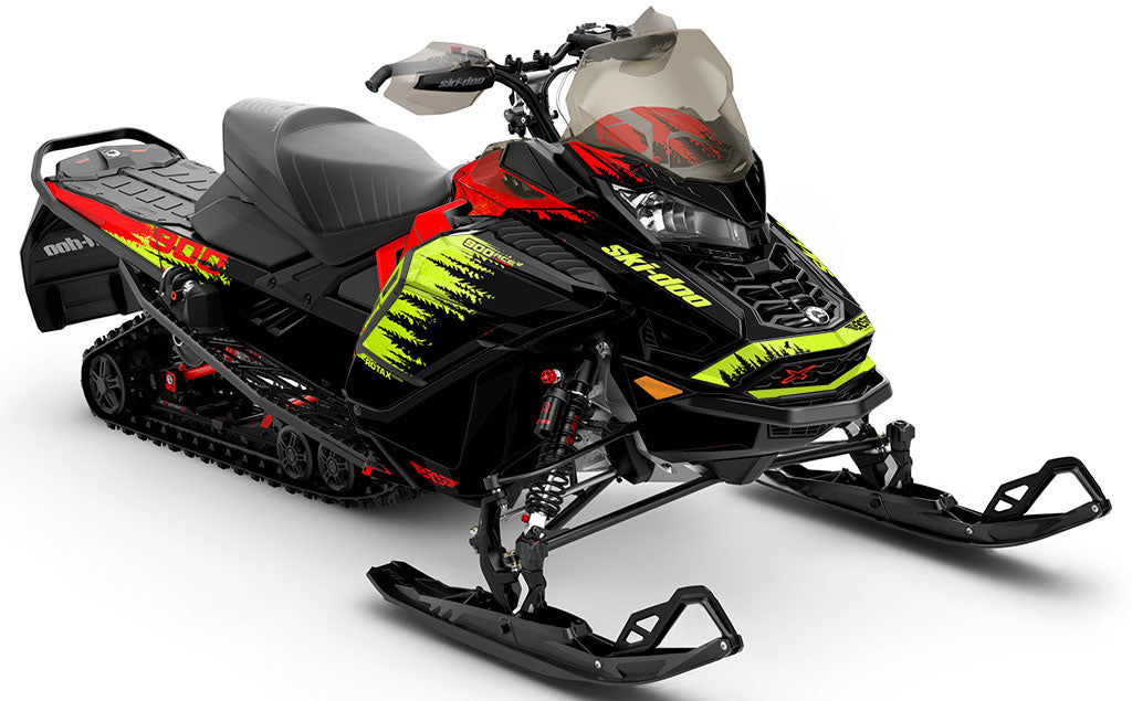 Thrasher Black Green Ski-Doo REV Gen4 Wide Full Coverage Sled Wrap