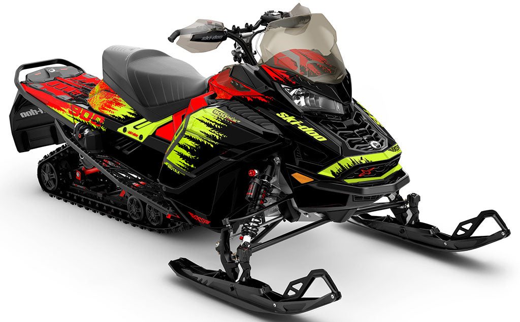 Thrasher Black Green Ski-Doo REV Gen4 Wide Less Coverage Sled Wrap
