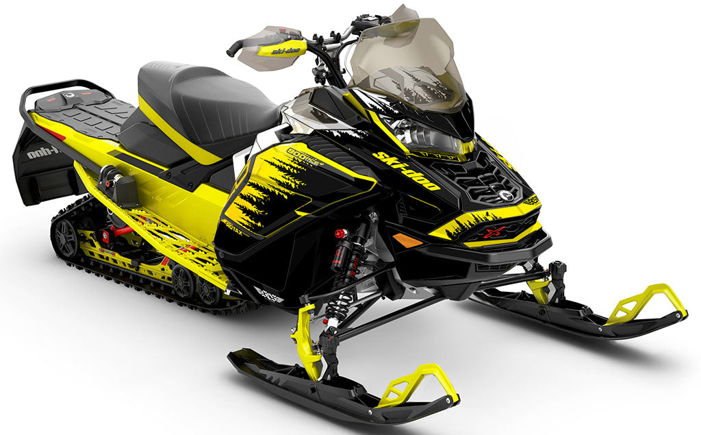 Thrasher Black Yellow Ski-Doo REV Gen4 Wide Premium Coverage Sled Wrap