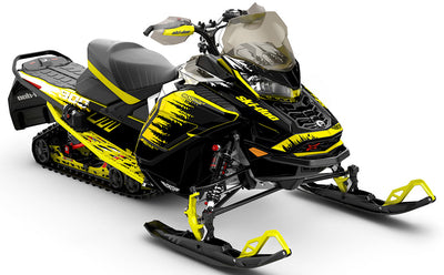 Thrasher Black Yellow Ski-Doo REV Gen4 Wide Full Coverage Sled Wrap