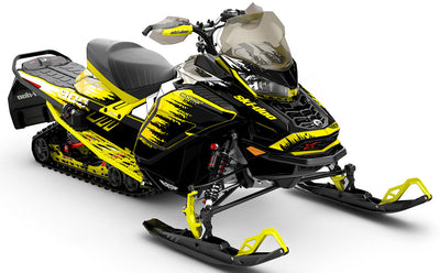 Thrasher Black Yellow Ski-Doo REV Gen4 Wide Partial Coverage Sled Wrap
