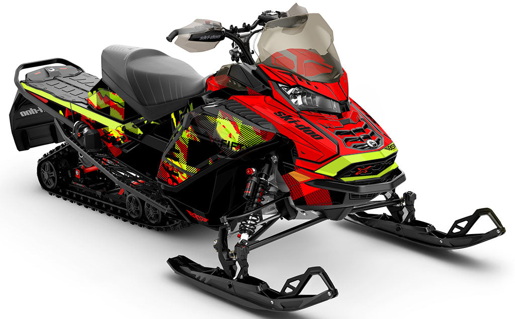 Squint Green Red Ski-Doo REV Gen4 Wide Partial Coverage Sled Wrap