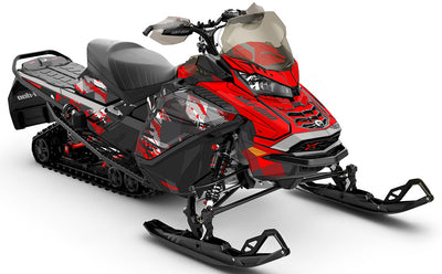 Squint Red Grey Ski-Doo REV Gen4 Wide Partial Coverage Sled Wrap