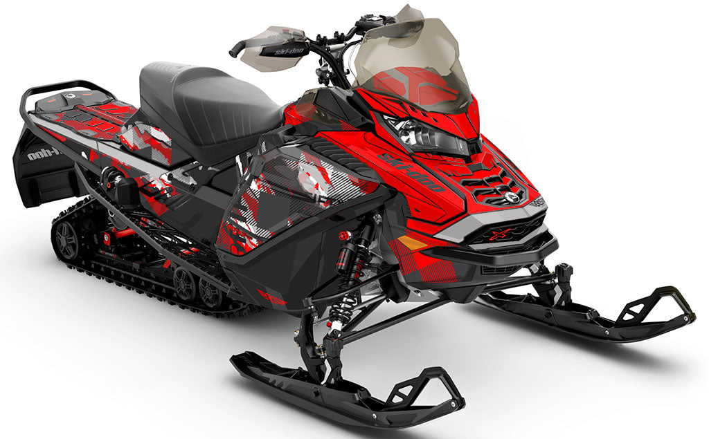 Squint Red Grey Ski-Doo REV Gen4 Wide Less Coverage Sled Wrap