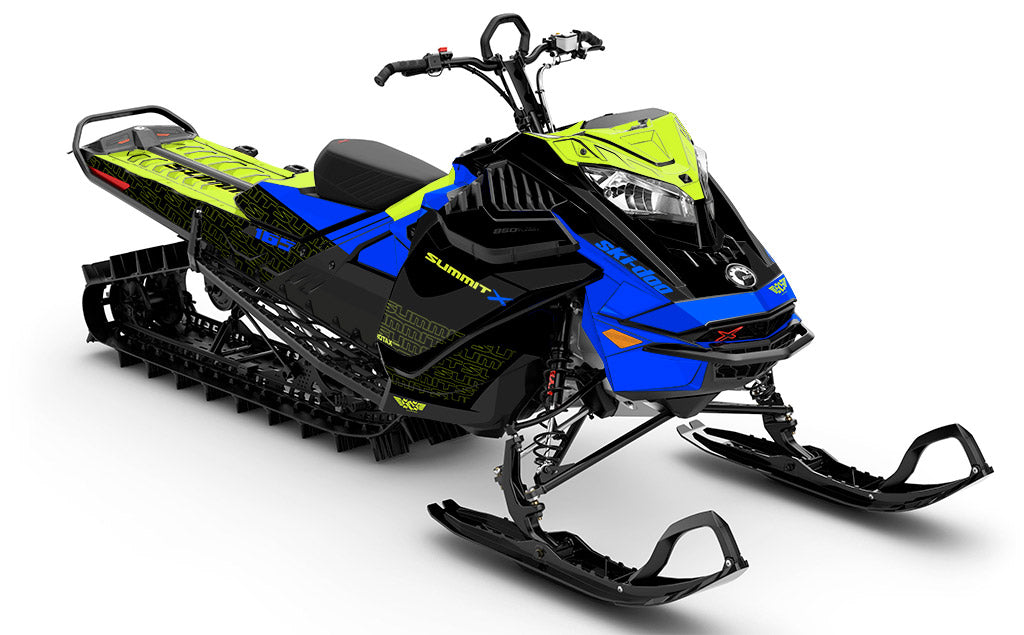 Supercharge Black Blue Ski-Doo REV Gen4 LWH - Summit Standard Coverage Sled Wrap