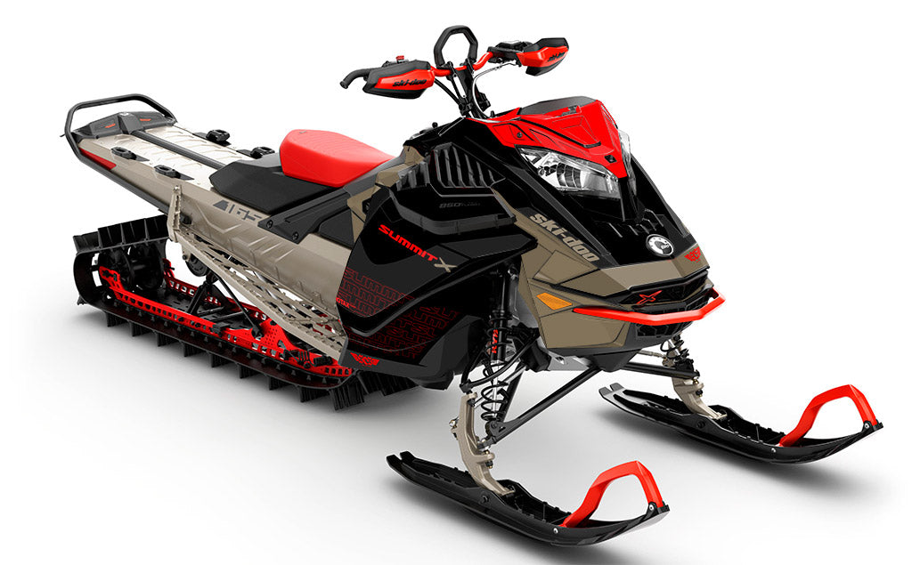 Supercharge Black Red Ski-Doo REV Gen4 LWH - Summit Full Coverage Sled Wrap