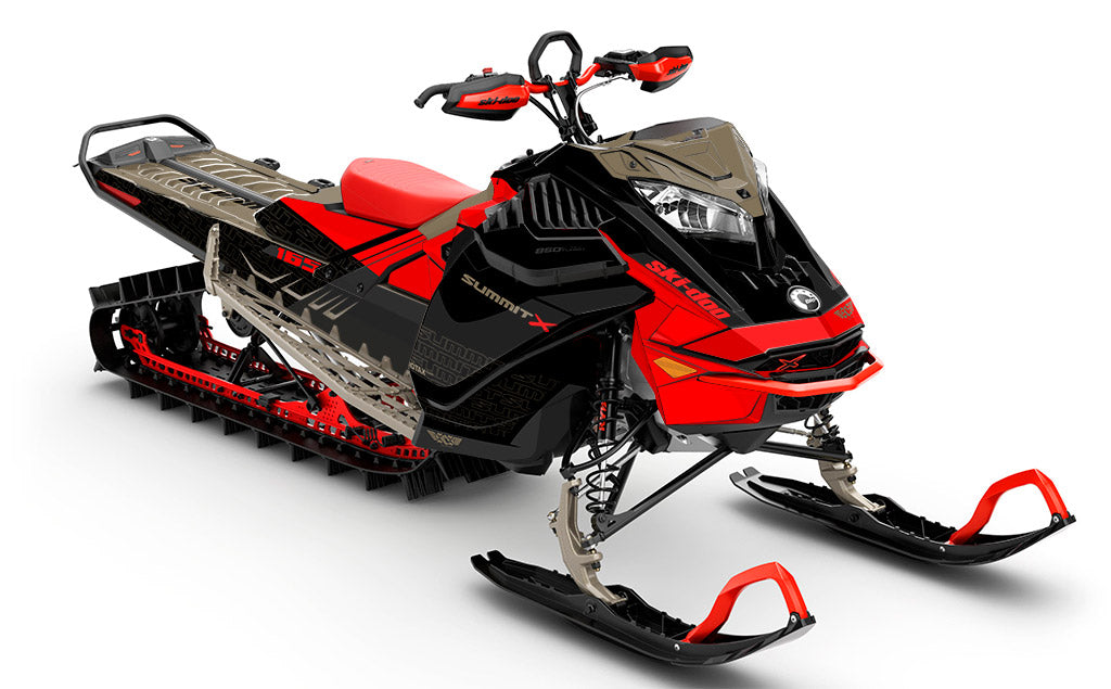 Supercharge Black Red Ski-Doo REV Gen4 LWH - Summit Standard Coverage Sled Wrap