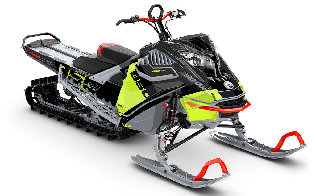 Whiteroom Green DrkGrey Ski-Doo REV Gen4 LWH - Freeride Full Coverage Sled Wrap