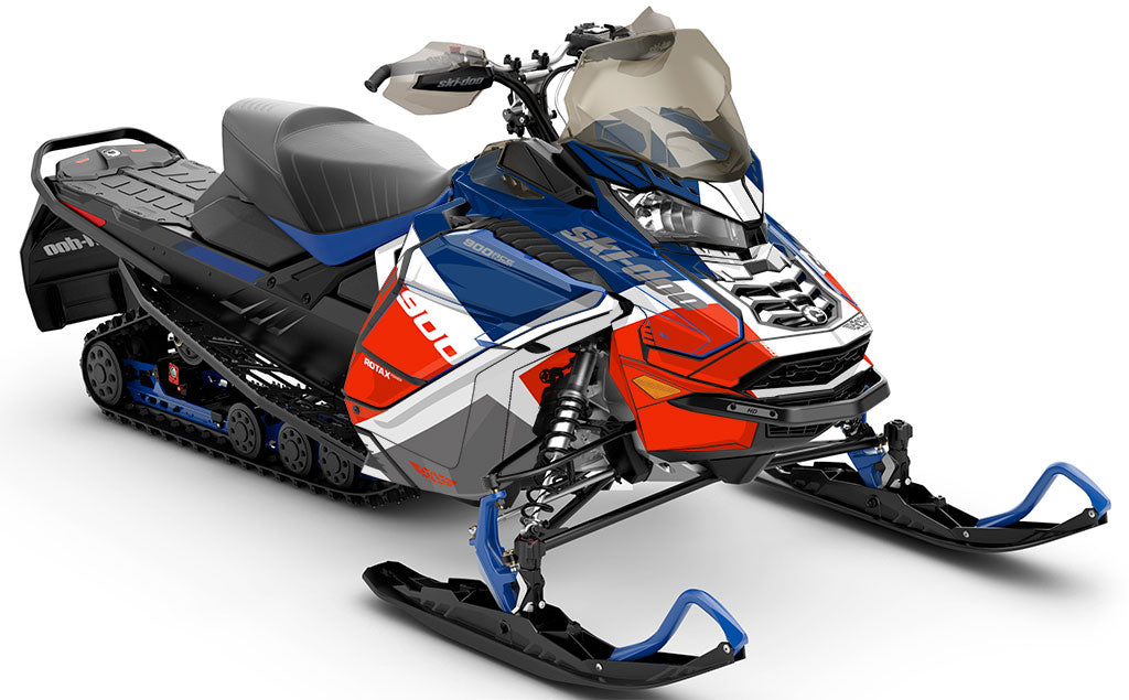 Whiteroom Red DrkBlue Ski-Doo REV Gen4 Wide Premium Coverage Sled Wrap