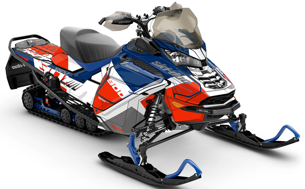 Whiteroom Red DrkBlue Ski-Doo REV Gen4 Wide Less Coverage Sled Wrap