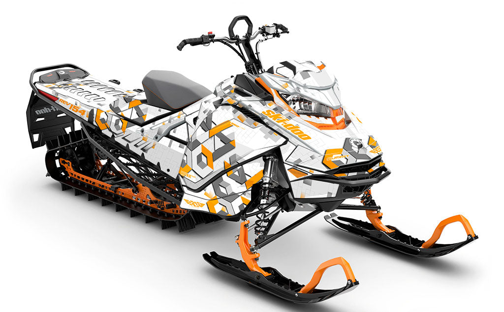 Analog White Orange Ski-Doo REV Gen4 Sled Wrap Premium Coverage Sled Wrap
