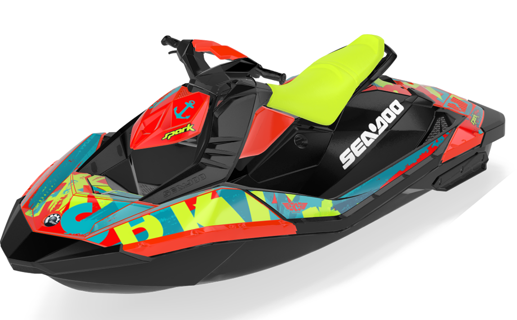 Anchor Sea-Doo Spark Graphics Blue Cyan Partial Coverage