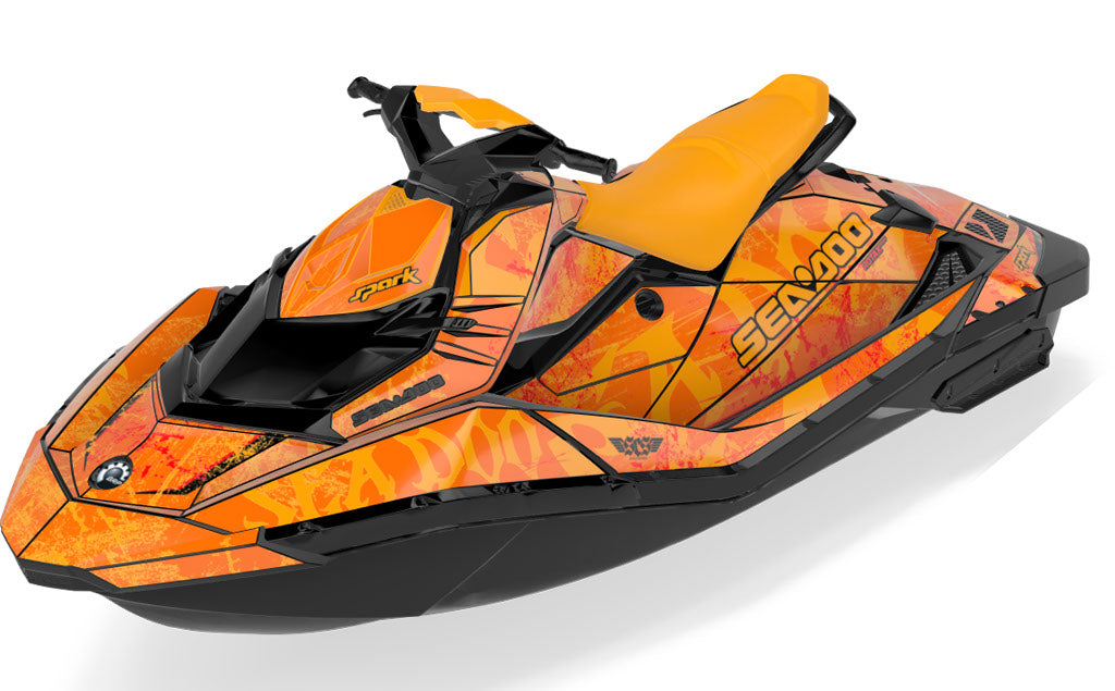 Black Sea Sea-Doo Spark Graphics Orange Orange Full Coverage