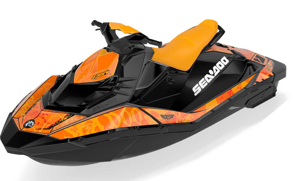 Black Sea Sea-Doo Spark Graphics Orange Orange Partial Coverage