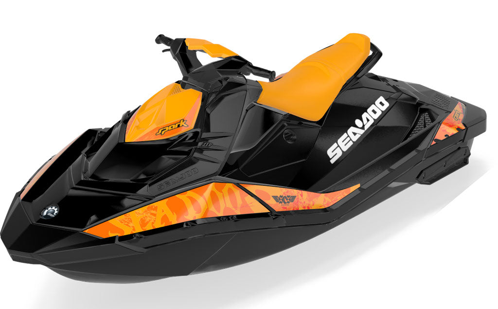 Black Sea Sea-Doo Spark Graphics Orange Orange Less Coverage