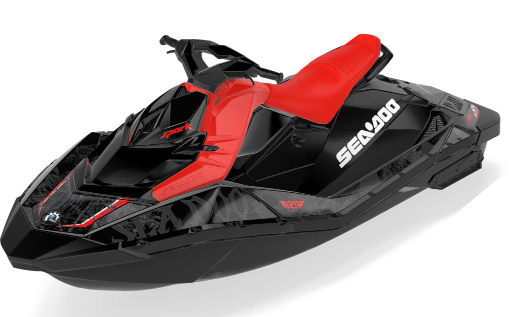 Black Sea Sea-Doo Spark Graphics Red Black Partial Coverage