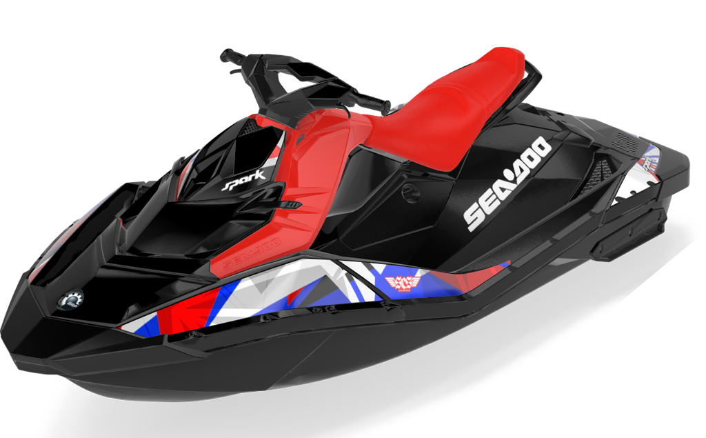 Bull Shark Sea-Doo Spark Graphics Blue Red Less Coverage