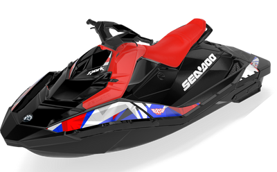 Bull Shark Sea-Doo Spark Graphics Blue Red Less Coverage