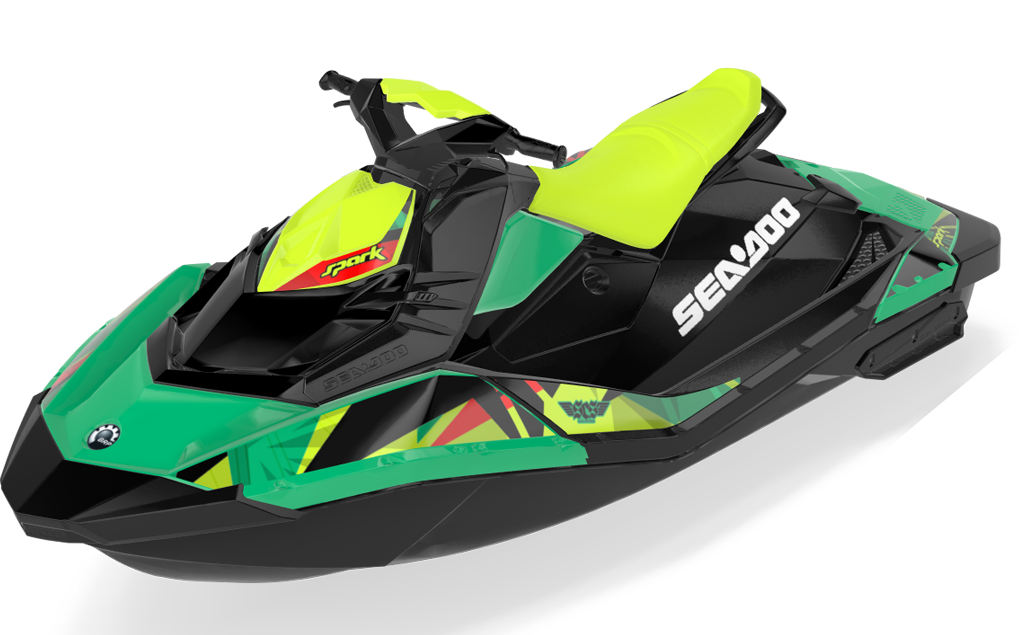 Bull Shark Sea-Doo Spark Graphics Orange Red Less Coverage