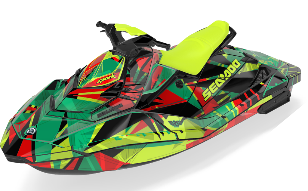 Bull Shark Sea-Doo Spark Graphics Octane Green Max Coverage