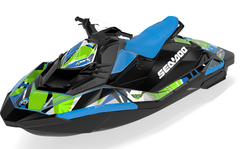 Bull Shark Sea-Doo Spark Graphics Octane Green Full Coverage