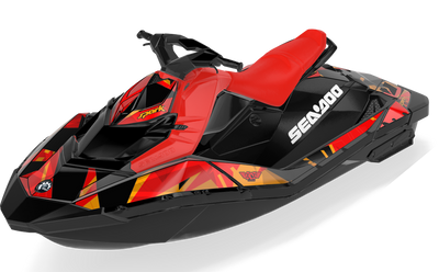 Bull Shark Sea-Doo Spark Graphics Green Red Partial Coverage