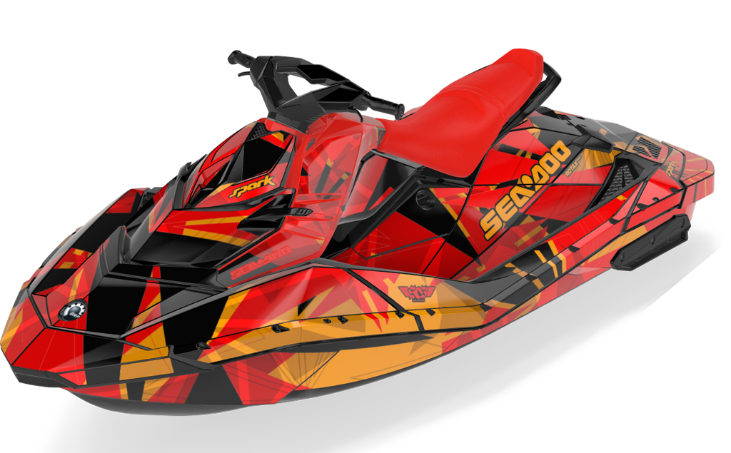 Bull Shark Sea-Doo Spark Graphics Green Red Max Coverage