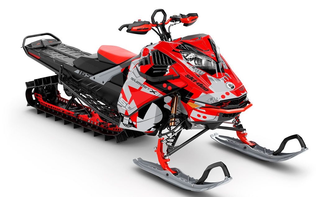 Champ Red Grey Ski-Doo REV Gen4 LWH - Summit Less Coverage Sled Wrap