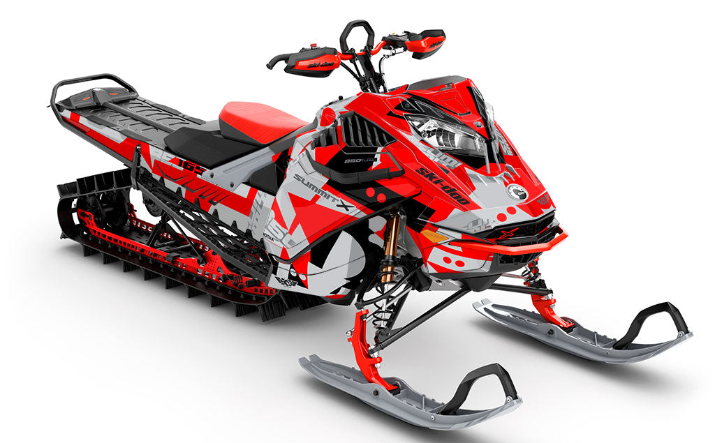 Champ Red Grey Ski-Doo REV Gen4 LWH - Summit Partial Coverage Sled Wrap