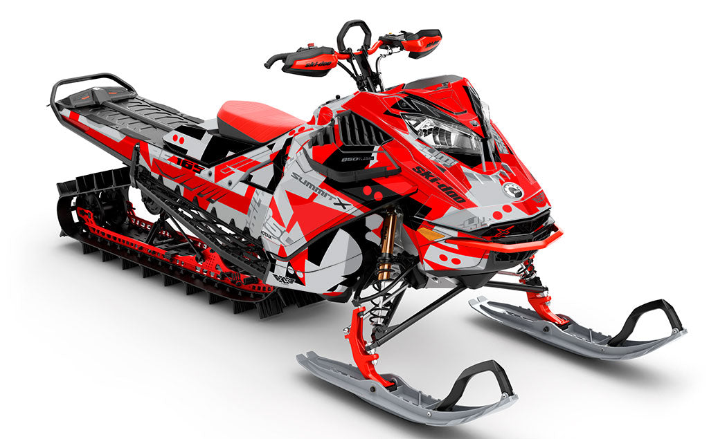 Champ Red Grey Ski-Doo REV Gen4 LWH - Summit Full Coverage Sled Wrap