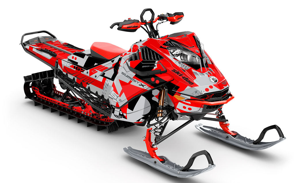 Champ Red Grey Ski-Doo REV Gen4 LWH - Summit Premium Coverage Sled Wrap