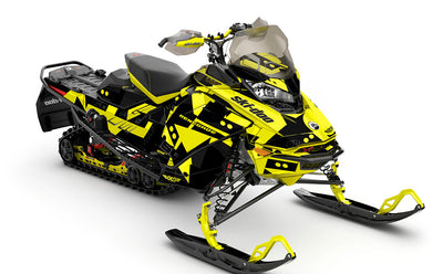 Champ Yellow Black Ski-Doo REV Gen4 Renegade Partial Coverage Sled Wrap