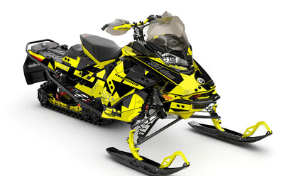 Champ Yellow DrkGrey Ski-Doo REV Gen4 Renegade Less Coverage Sled Wrap