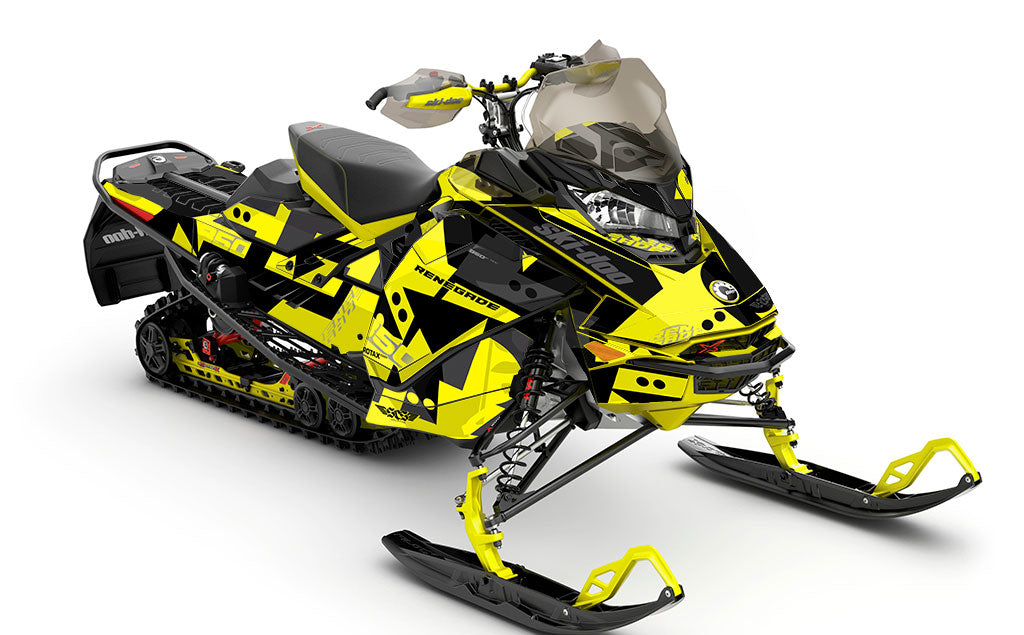 Champ Yellow DrkGrey Ski-Doo REV Gen4 Renegade Premium Coverage Sled Wrap