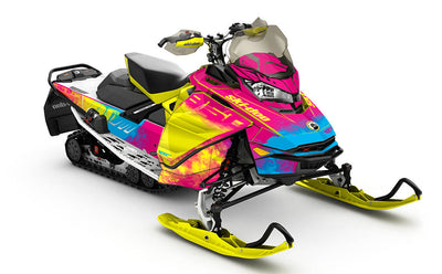 Coldsmoke Pink Yellow Ski-Doo REV Gen4 MXZ Sled Wrap Partial 